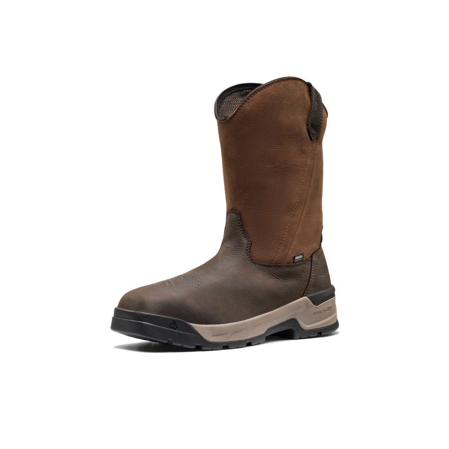 Men's Flatland Pull-On Waterproof Work Boot (Soft Toe) Bison/Black
