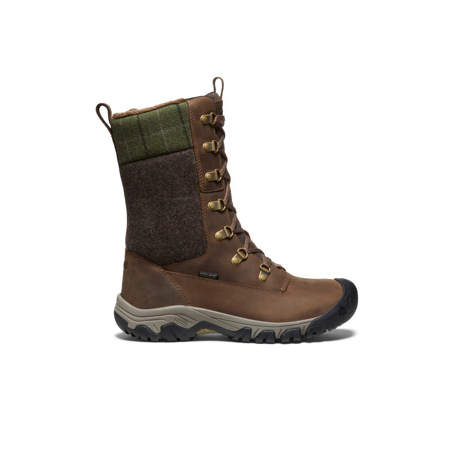 Women's Greta Tall Waterproof Boot Dark Earth/Green Plaid