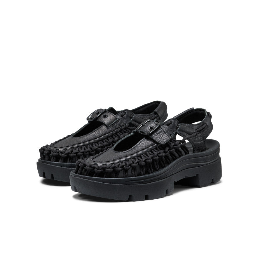 Uniseksa UNEEK PLT Mary Jane kedas Black Smooth Lea