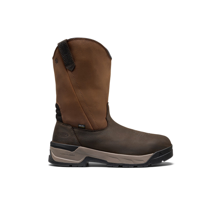 Men's Flatland Pull-On Waterproof Work Boot (Soft Toe) Bison/Black